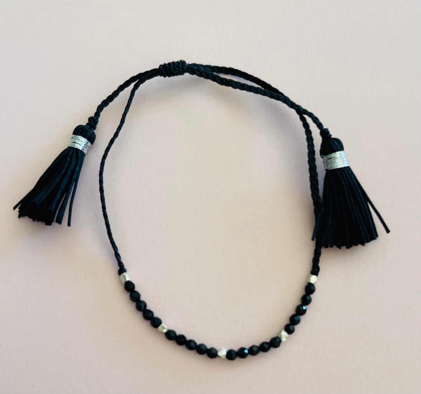 Braided Adjustable Bracelet with Onyx Gemstones Media 3 of 8