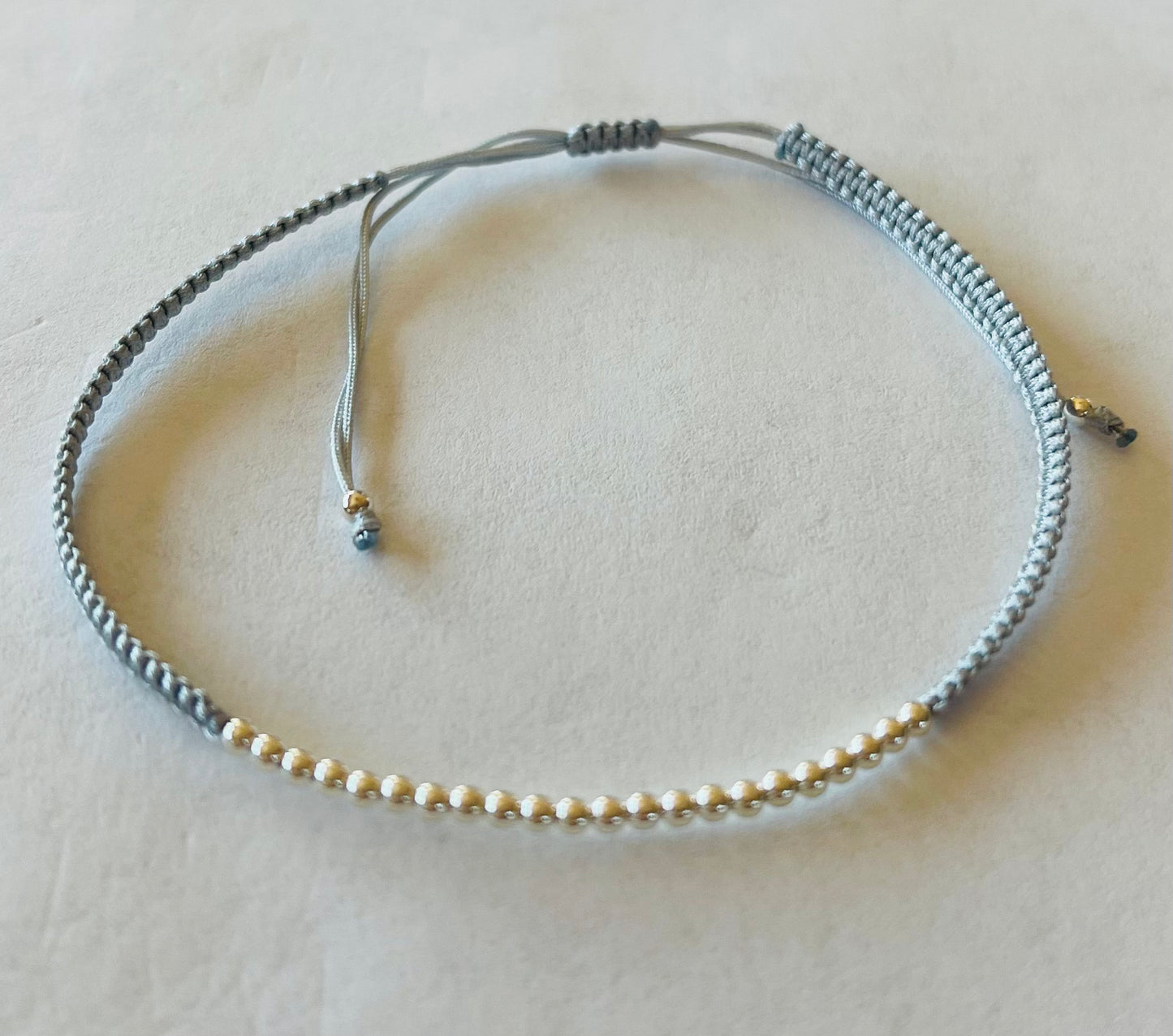 Sterling Silver Ball Beads on Braided Gray Cording Bracelet Media 4 of 12
