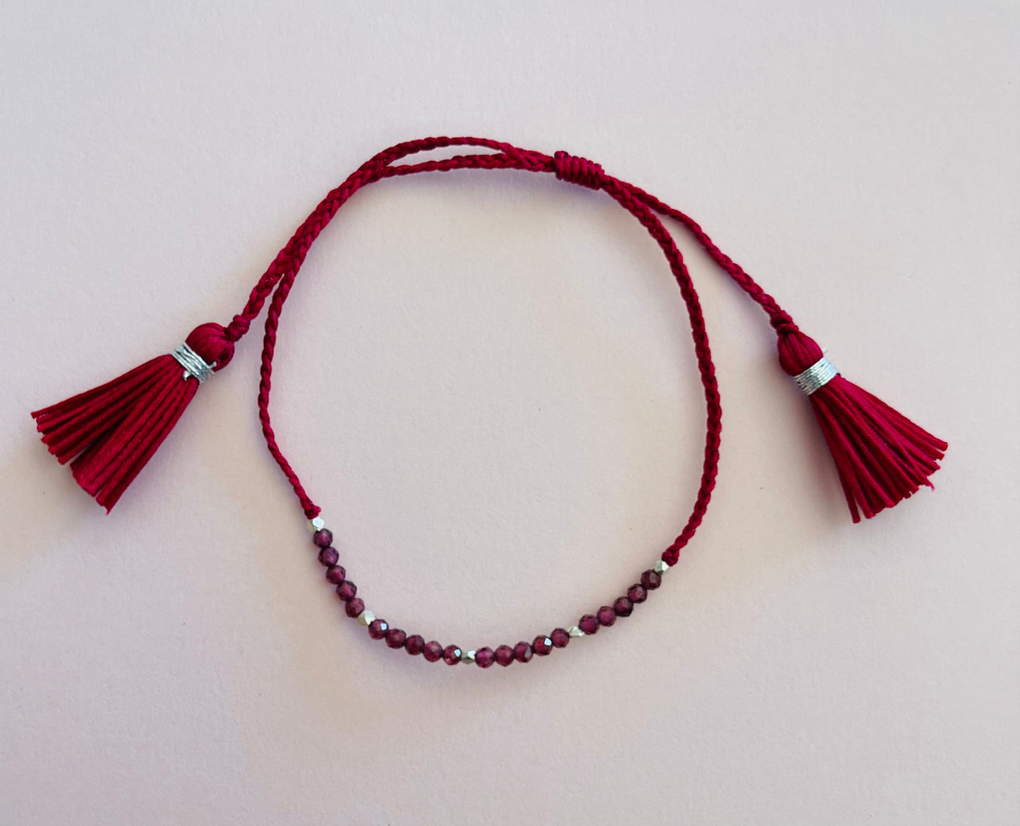 Braided Adjustable Bracelet with Garnet Gemstones Media 7 of 8