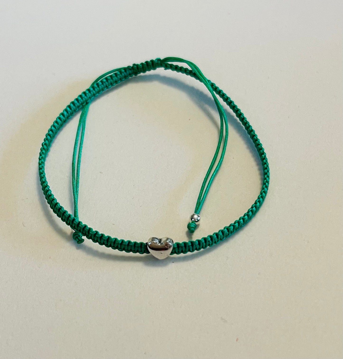 Heart Charm Braided Bracelet Emerald Green Media 6 of 7