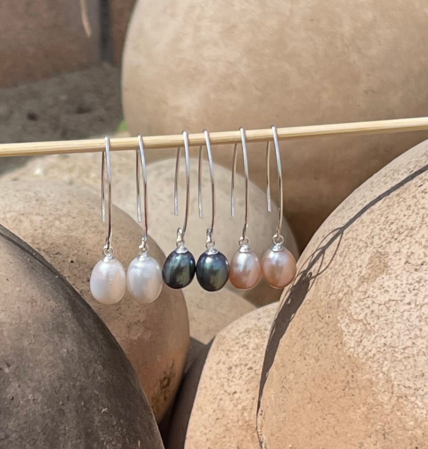 Cultured Freshwater Pearl Drop Earrings in .925 Sterling Silver Media 1 of 4