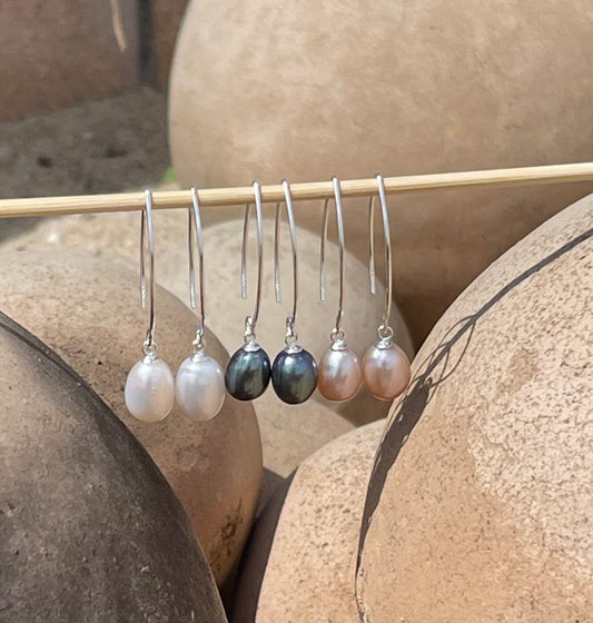 Cultured Freshwater Pearl Drop Earrings in .925 Sterling Silver Media 1 of 4