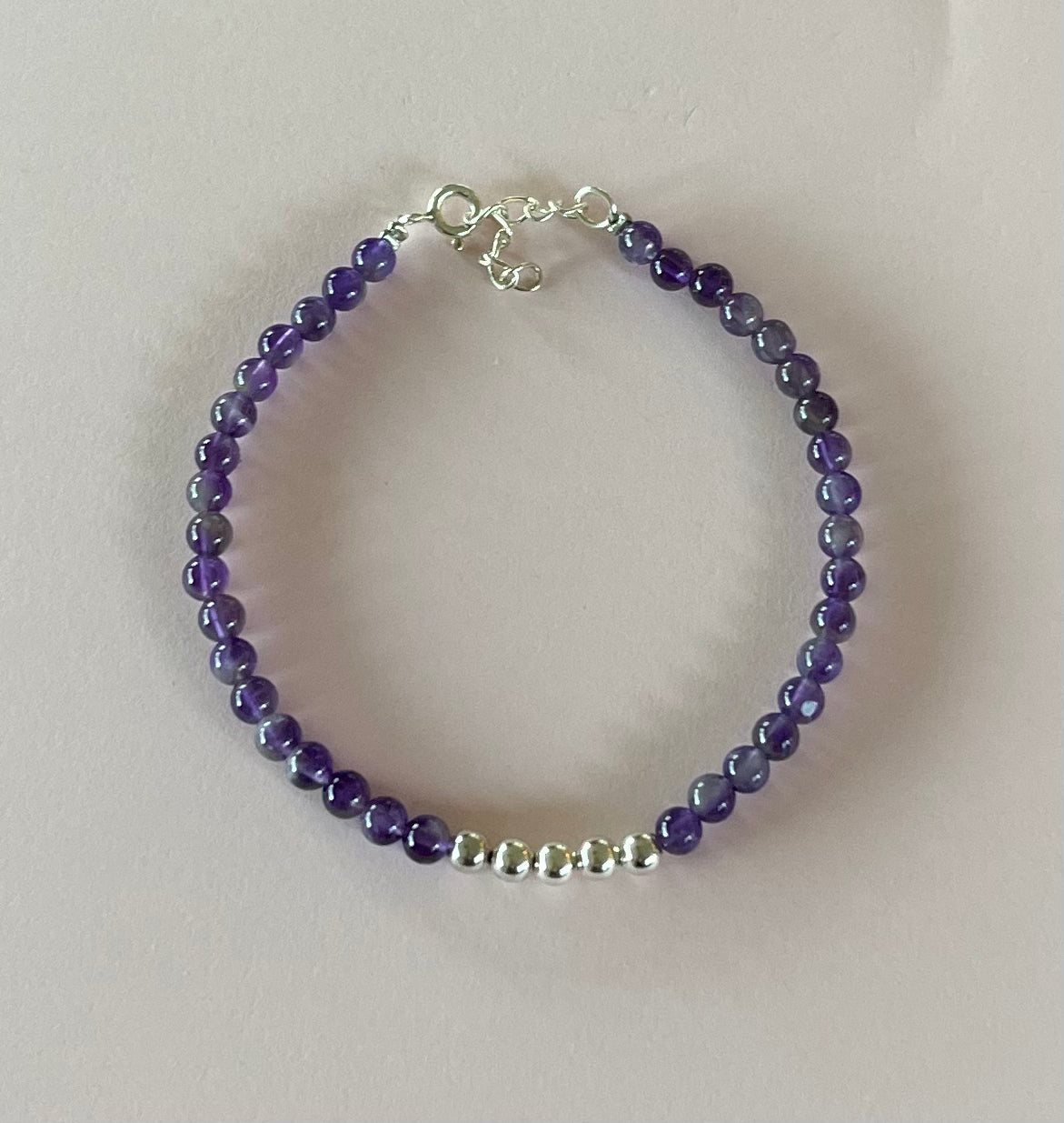 Gemstone Bracelets with Amethyst and Sterling Silver Beads Media 2 of 7