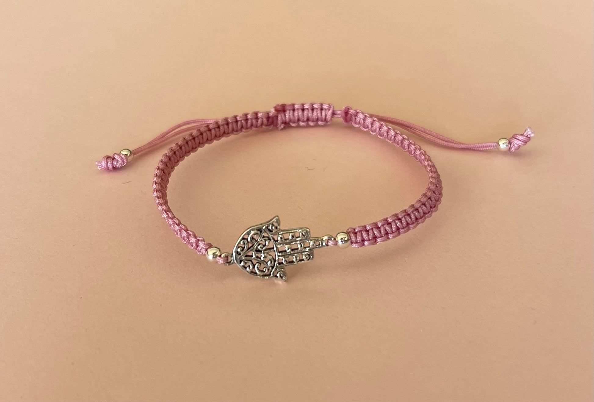 Hamsa Adjustable Bracelet Dusty Pink Media 4 of 8