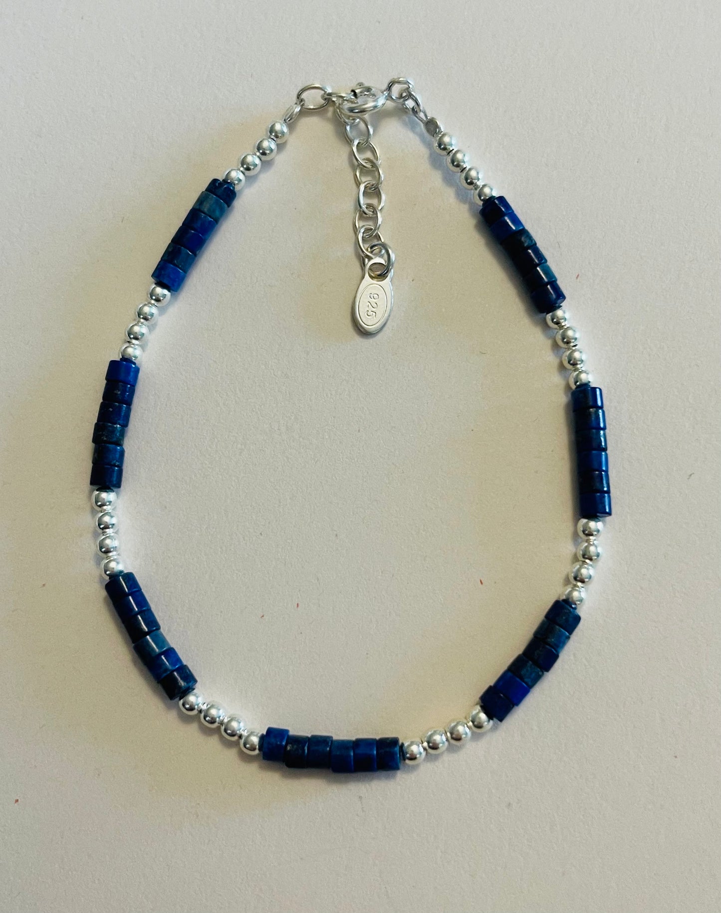 Heishi Lapis Lazuli with Sterling Silver Beads Bracelet Media 7 of 10