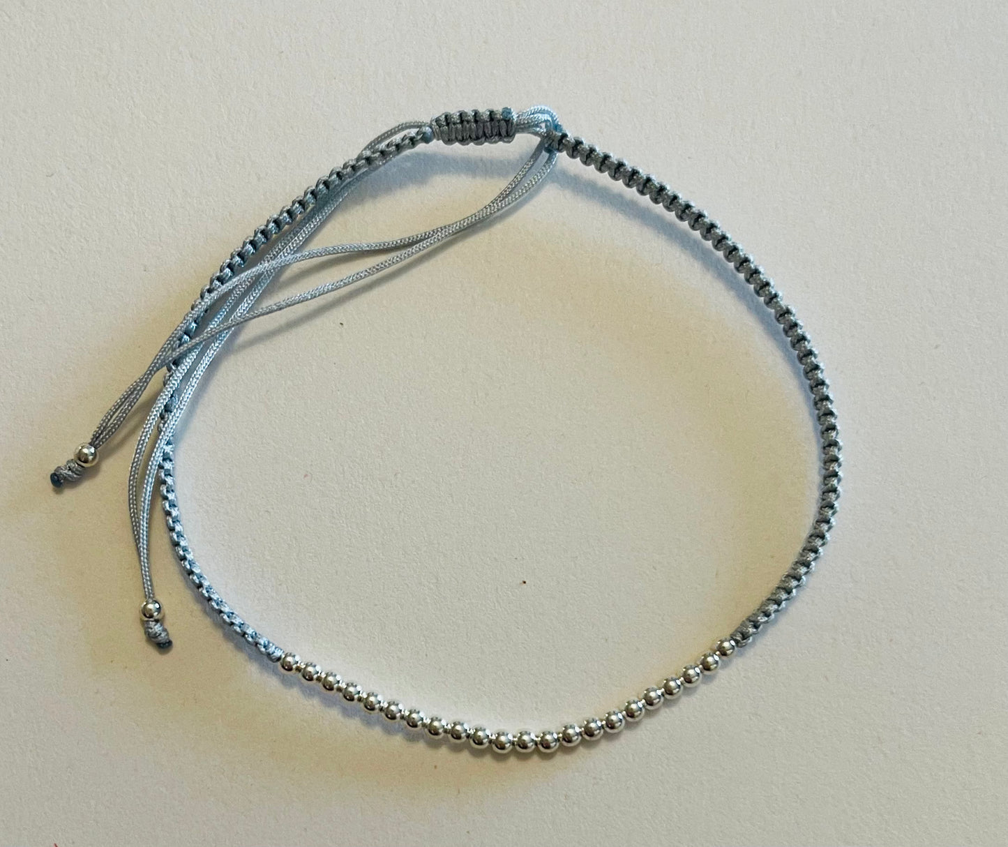 Sterling Silver Ball Beads on Braided Gray Cording Bracelet Media 11 of 12