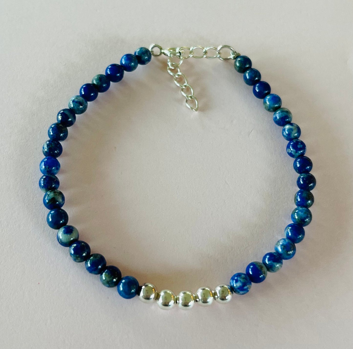 Gemstone Bracelets with Lapis Lazuli and Sterling Silver Beads Media 4 of 7