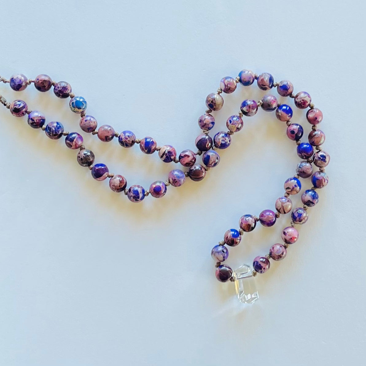 Aqua Terra Jasper Purple Necklace with Herkimer Diamond Focal