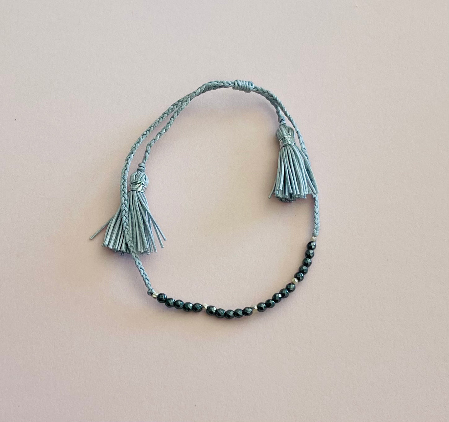 Braided Adjustable Bracelet with Hematite Gemstones Media 4 of 8
