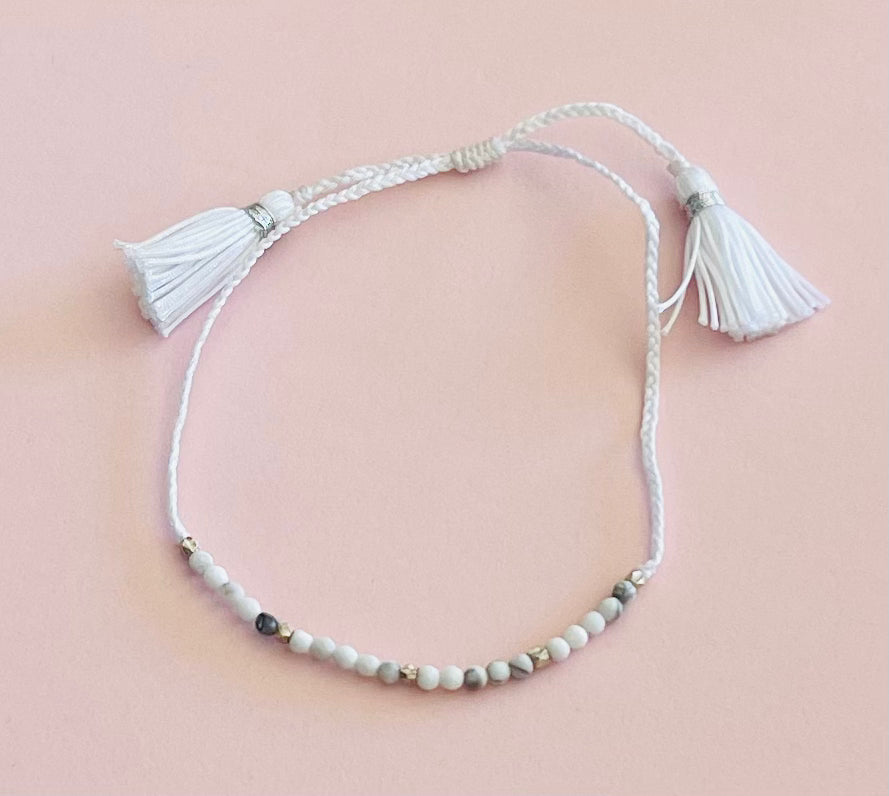 Braided Adjustable Bracelet with Howlite Gemstones Media 2 of 8
