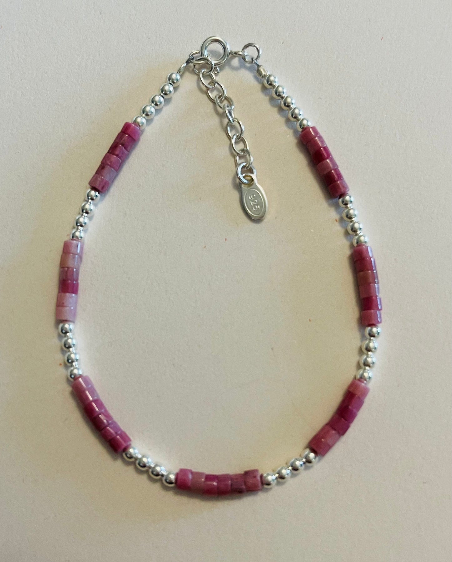 Heishi Carnnelian Gemstones with Sterling Silver Beads Bracelet Media 5 of 10