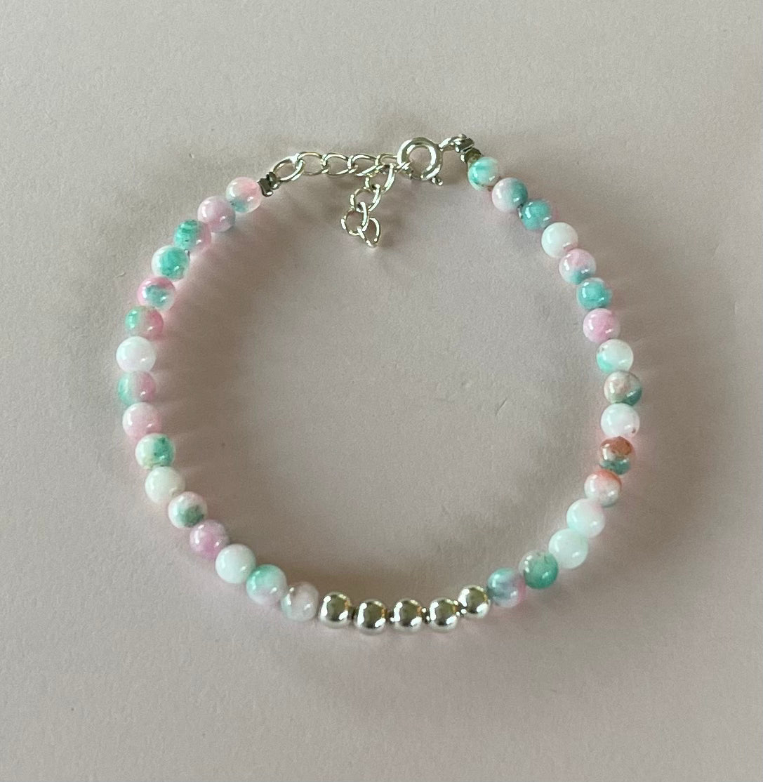 Gemstone Bracelets with Candy Jade and Sterling Silver Beads Media 6 of 7