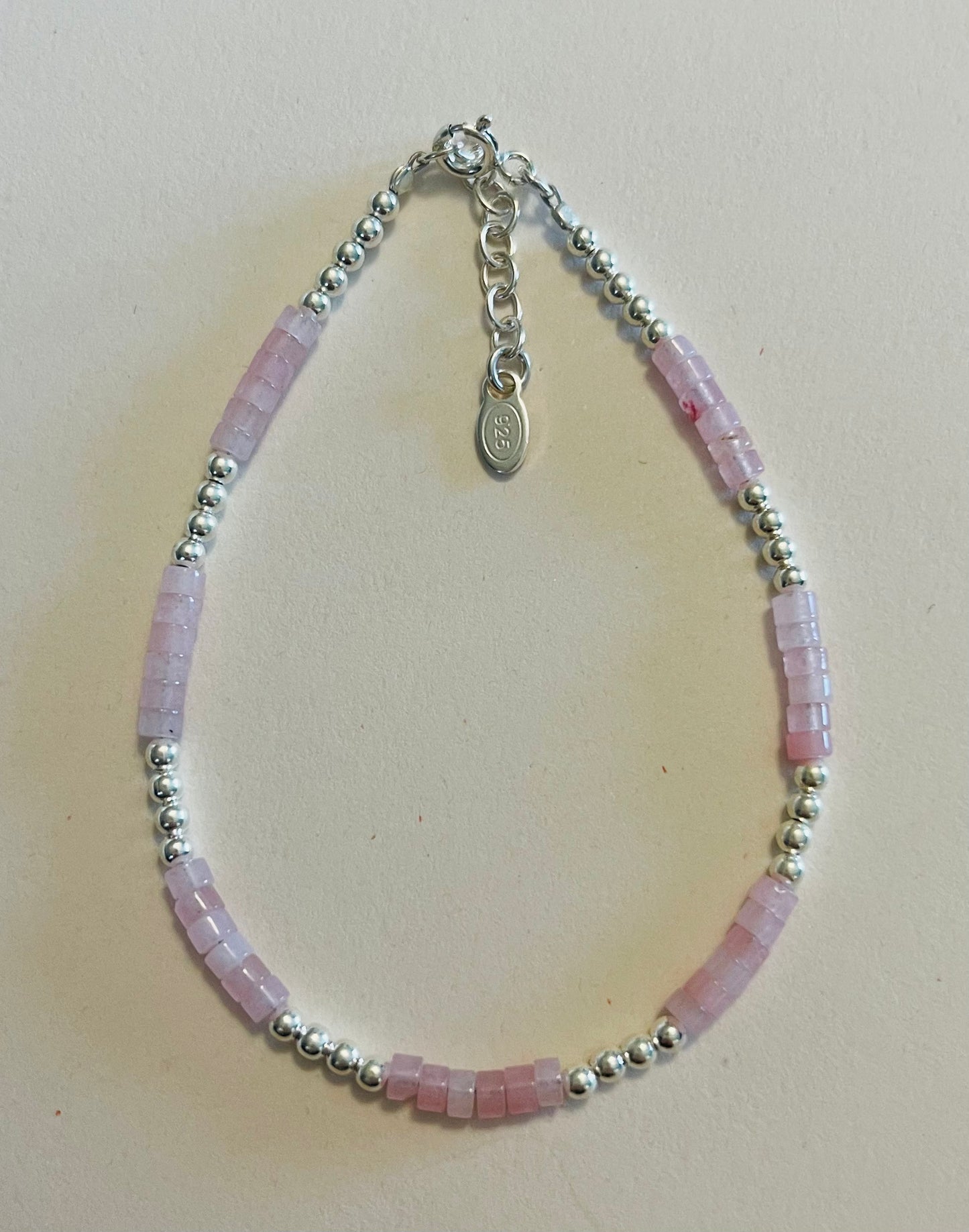 Heishi Rose Quartz with Sterling Silver Beads Bracelet Media 6 of 10